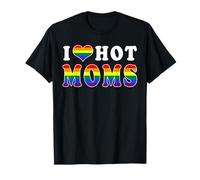 I Love Hot Moms LGBT Pride Flag Heart Funny Mom Camiseta