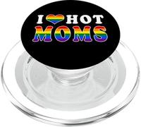 I Love Hot Moms LGBT Pride Flag Heart Funny Mom PopSockets PopGrip para MagSafe