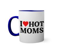 I Love Hot Moms Taza de color azul oscuro con mango a juego 330ml