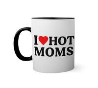 I Love Hot Moms Taza de color negro con mango a juego 330ml