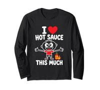 I Love Hot Sauce This Much Funny Picante Food Lover Quote Manga Larga