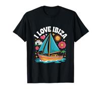I Love Ibiza Vela Sol Mar Diversión Estilo Retro Camiseta
