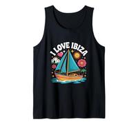 I Love Ibiza Vela Sol Mar Diversión Estilo Retro Camiseta sin Mangas