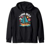 I Love Ibiza Vela Sol Mar Diversión Estilo Retro Sudadera con Capucha