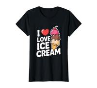 I Love Ice Cream Cone Scoop Delight Camiseta gráfica económica, Mujer, Negro, L