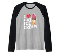 I Love Ice Cream Cone Scoop Delight Camiseta Manga Raglan