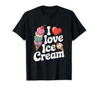 I Love Ice Cream Cono Dulce Postre Divertido Camiseta gráfica económica, Hombre, Negro, S