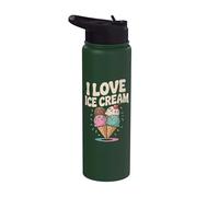 I Love Ice Cream Delicioso Cono Divertido Stainless Steel Insulated Water Bottle