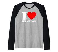 I Love Ice Cream, I Heart Ice Cream Camiseta Manga Raglan