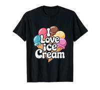 I Love Ice Cream Scoop Cono Delicioso Trato Camiseta gráfica económica, Hombre, Negro, S