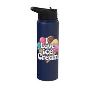 I Love Ice Cream Scoop Cono Delicioso Trato Stainless Steel Insulated Water Bottle