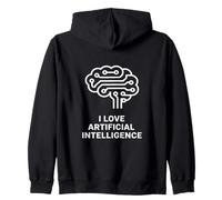 I Love Ilustración de Circuito Cerebral de Inteligencia Artificial Sudadera con Capucha