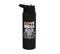 I Love India Elefante Lotus Design Stainless Steel Insulated Water Bottle