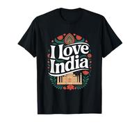 I Love India Taj Mahal Arte Floral India Camiseta