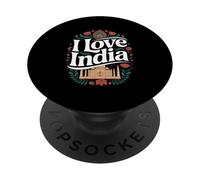 I Love India Taj Mahal Arte Floral India PopSockets PopGrip Adhesivo