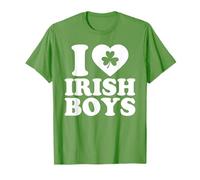 I Love Irish Boys Shirt Green Heart Shamrock St Patricks Day Camiseta