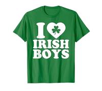I Love Irish Boys Shirt Green Heart Shamrock St Patricks Day Camiseta