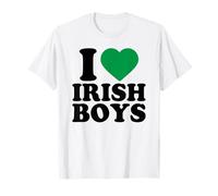 I Love Irish Boys Shirt Green Heart Shamrock St Patricks Day Camiseta