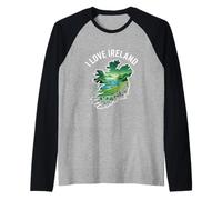 I Love Irlanda Paisaje Esmeralda Camiseta Manga Raglan