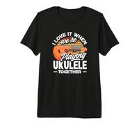 I Love It When We're Playing Ukelele Together Retro Sun Camiseta Premium