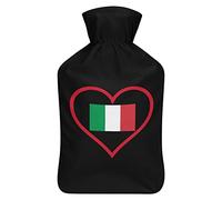 I Love Italian - Botella de agua de goma con diseño de corazón rojo con funda de felpa suave, bolsa de agua caliente para invierno, manos y pies, protección contra el frío, 1000 ml