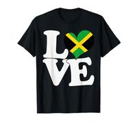 I Love Jamaica Bandera Corazón Patriótico Viaje Camiseta