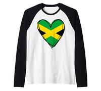 I Love Jamaica Flag Heart se enorgullece de ser Papa Mama Boy jamaiquino Camiseta Manga Raglan