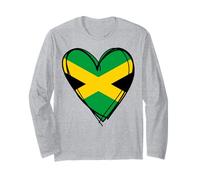 I Love Jamaica Flag Heart se enorgullece de ser Papa Mama Boy jamaiquino Manga Larga
