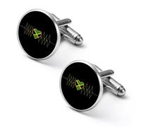 I Love Jamaica - Gemelos de moda con diseño de corazón con la bandera de Jamaica para hombre, juego de gemelos clásicos para bodas y negocios, 1.7cm, Metal, No es una piedra preciosa
