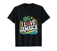 I Love Jamaica Palmeras Océano Sol Camiseta gráfica económica