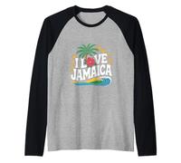 I Love Jamaica Palmeras Océano Sol Camiseta Manga Raglan