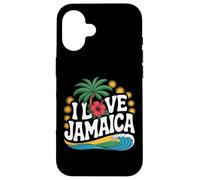 I Love Jamaica Palmeras Océano Sol Carcasa para iPhone 16