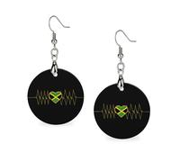 I Love Jamaica - Pendientes de madera para mujer, diseño de corazón con la bandera de Jamaica, ligeros, para viajes, fiestas, circulares, Circular, Metal