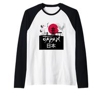 I Love Japan Culture, Enjoy Cool Japan Red-Crowned Crane Camiseta Manga Raglan