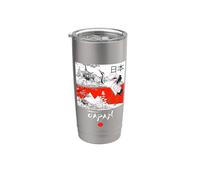 I Love Japan Culture, Enjoy Cool Japan Red-crowned crane Vaso térmico de acero inoxidable de doble pared