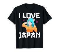 I Love Japan Kawaii Anime Girl Neko Cat Girl Otaku Weeb Camiseta