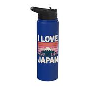 I Love Japan Monte Fuji Cherry Blossoms Retro Stainless Steel Insulated Water Bottle