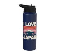 I Love Japan Monte Fuji Cherry Blossoms Retro Stainless Steel Insulated Water Bottle