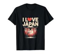 I Love Japan Torii Gate Sakura Puesta de Sol Camiseta gráfica económica, Hombre, Negro, M