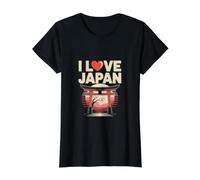I Love Japan Torii Gate Sakura Puesta de Sol Camiseta gráfica económica, Mujer, Negro, XS