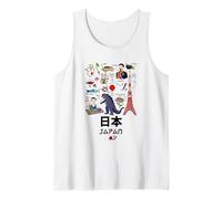 I Love Japan, Wonderful Japan Childish Culture Doodles Camiseta sin Mangas