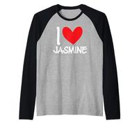 I Love Jasmine Nombre Personalizado Chica Mujer BFF Amiga Corazón Camiseta Manga Raglan
