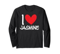I Love Jasmine Nombre Personalizado Chica Mujer BFF Amiga Corazón Manga Larga