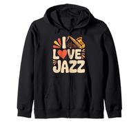 I Love Jazz Heart Saxofón Música Sudadera con Capucha
