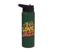 I Love Jazz Notas Musicales Saxofón Stainless Steel Insulated Water Bottle