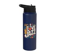 I Love Jazz Saxofón Música Vibes Stainless Steel Insulated Water Bottle