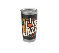 I Love Jazz Saxofón Música Vibes Vaso térmico de acero inoxidable de doble pared