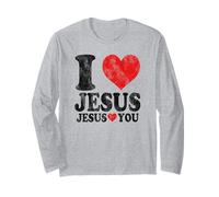 I Love Jesus and Jesus Loves you Christian Blessing Vintage Manga Larga