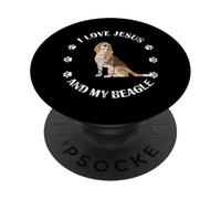 I Love Jesus and my Beagle - Regalo para Amantes del Beagle PopSockets PopGrip Adhesivo