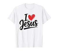 I Love Jesus Camiseta gráfica económica, Hombre, Blanco, L